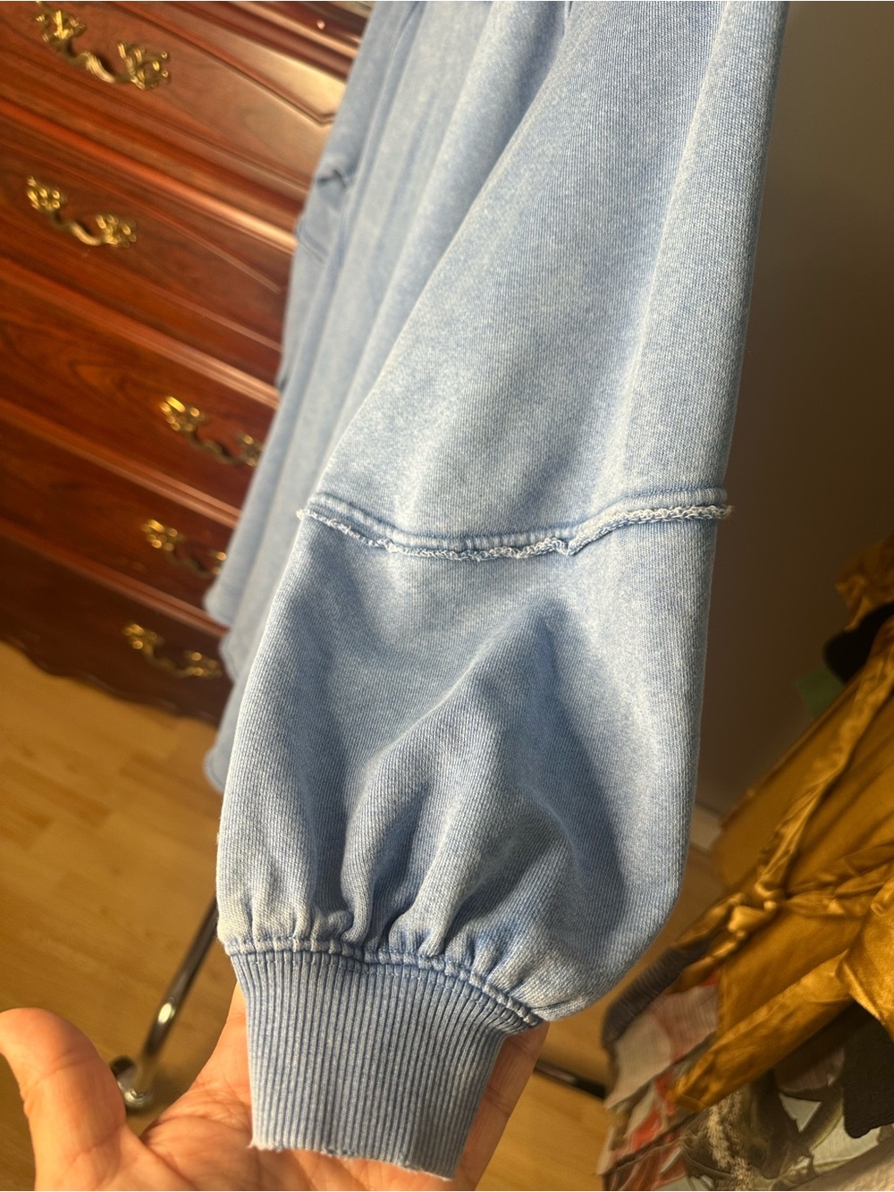 American Eagle Oversized Washed Blue Sweatshirt Dress Tunic S (23”-28” ptp) - Picture 8 of 13
